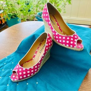 Barbiecore Pink and White Polka Dot Espadrilles Shoes